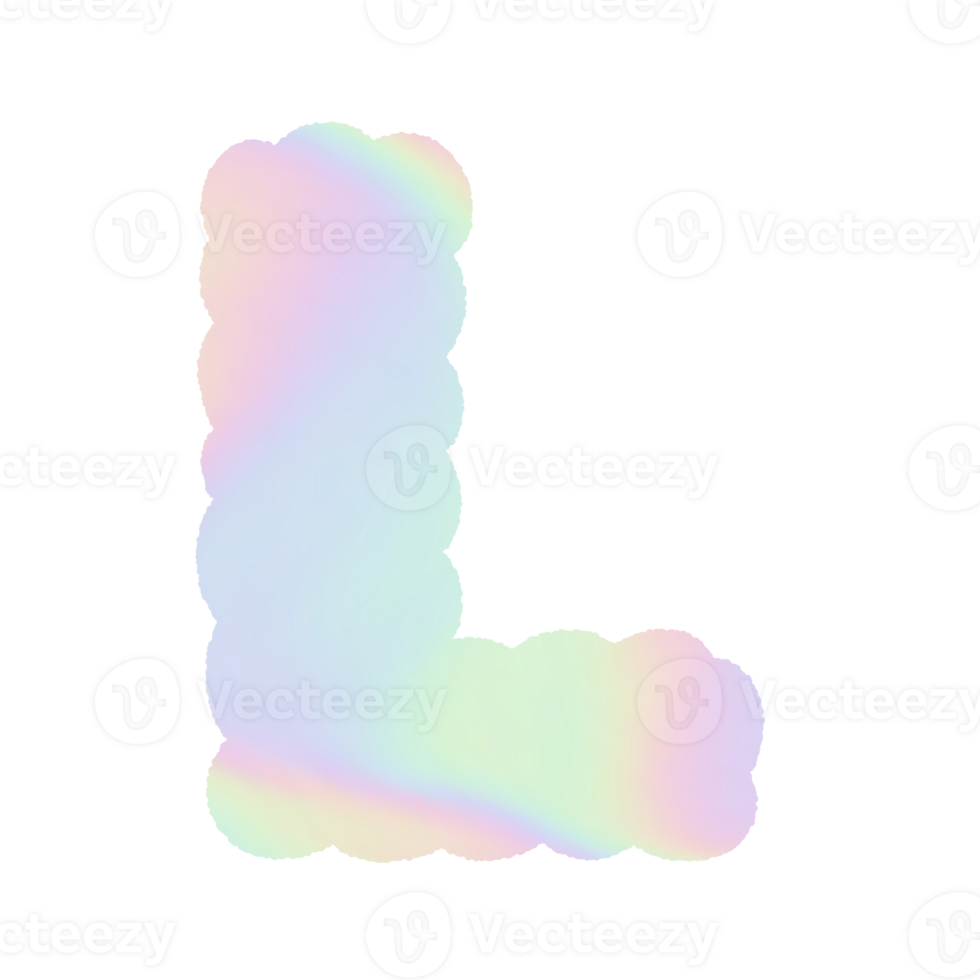 letter Holographic y2k Alphabet Cloud Bubble Cute Typography pastel colorful Trendy Retro childish for birthday nursery baby shower png