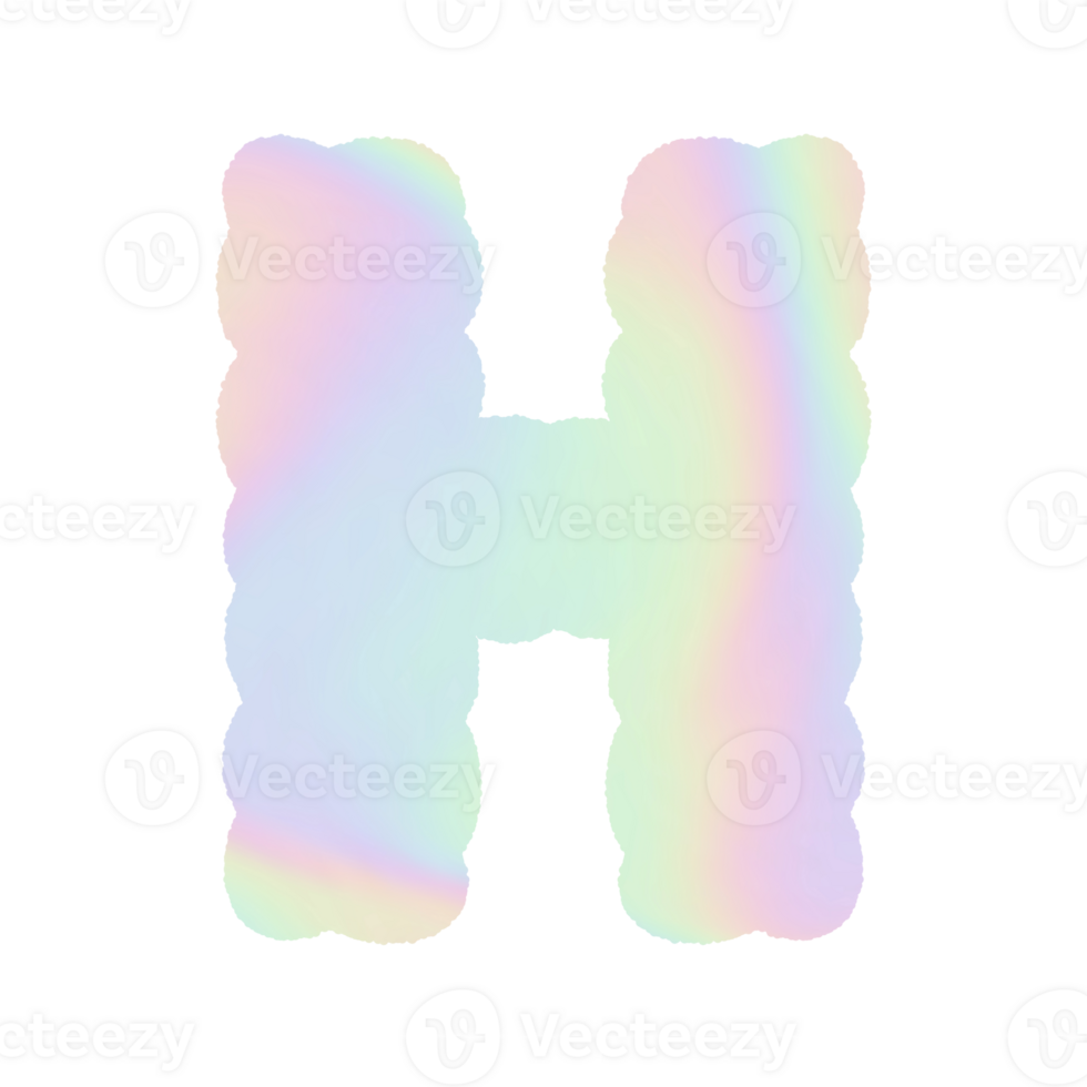 letter Holographic y2k Alphabet Cloud Bubble Cute Typography pastel colorful Trendy Retro childish for birthday nursery baby shower png