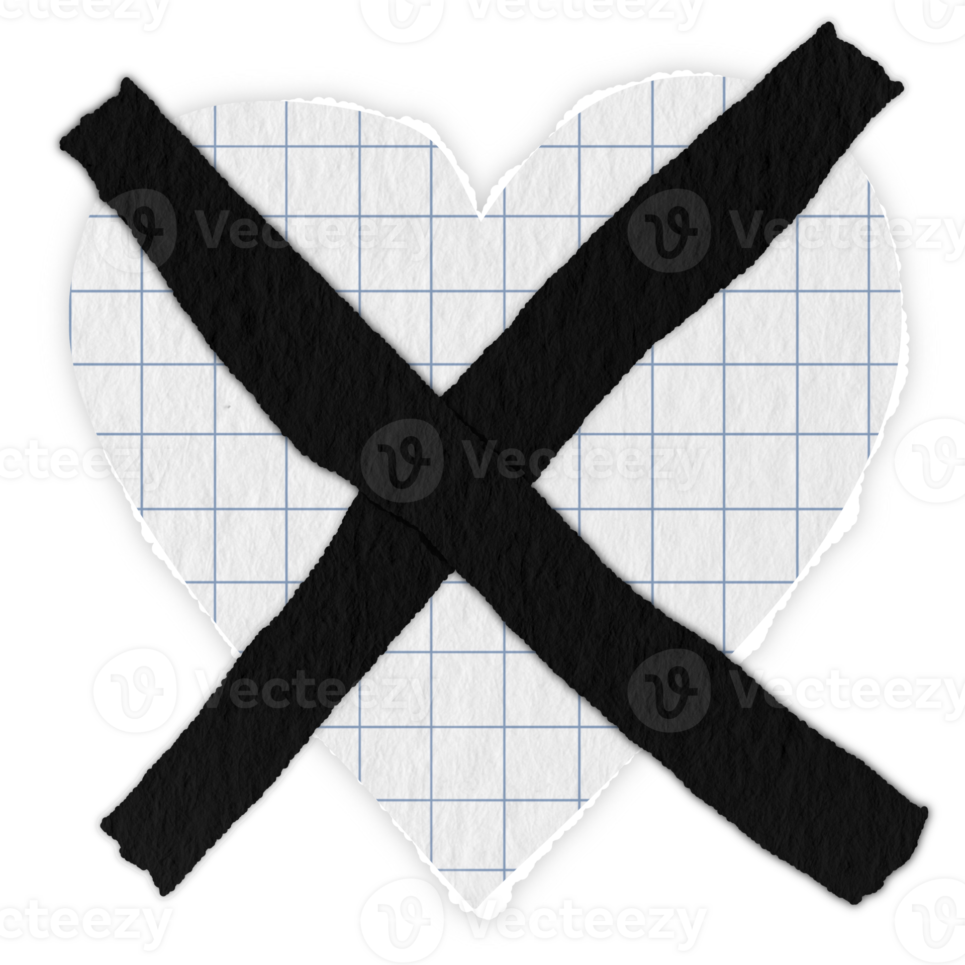 Grid paper blue lines graph ripped message torn paper cross tape