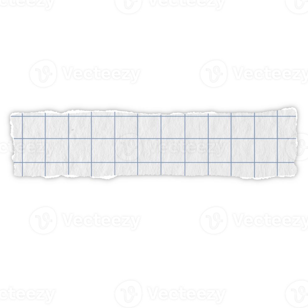 grid paper blue lines Graph ripped message torn paper edge sheet strip page header decoration collage for message note page or banner cardboard blank memo png