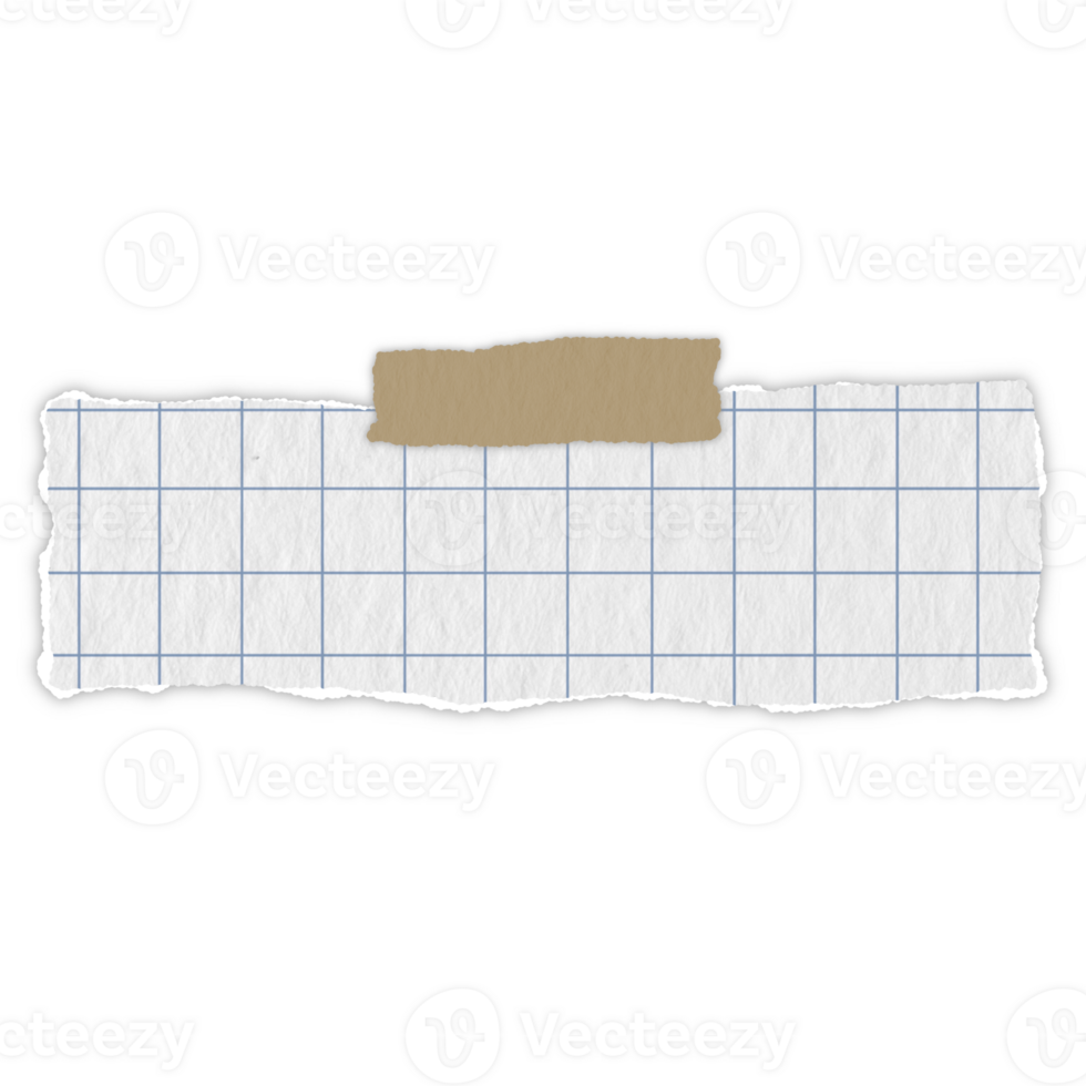 grid paper blue lines Graph ripped message torn paper edge sheet strip page header decoration collage for message note page or banner cardboard blank memo png