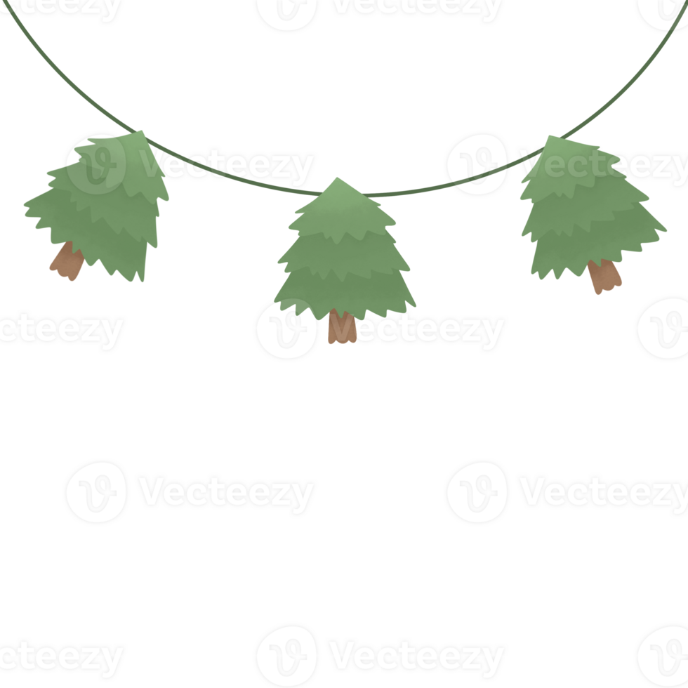 aguarela fofa Natal árvore fita enfeite Estrela suspensão elemento rabisco fronteira natal quadro, Armação png