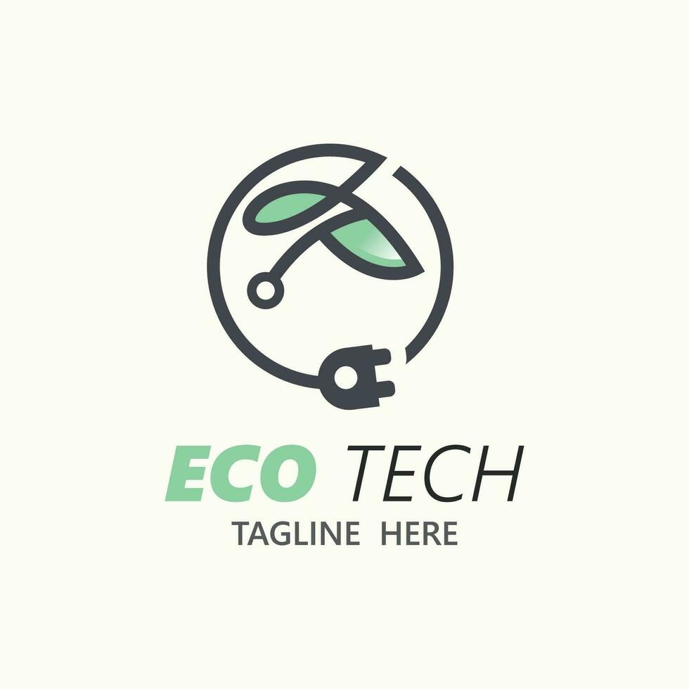 Eco technology business vector design modern. Nature technology logo with leaf and circuit tech minimalist vector illustration