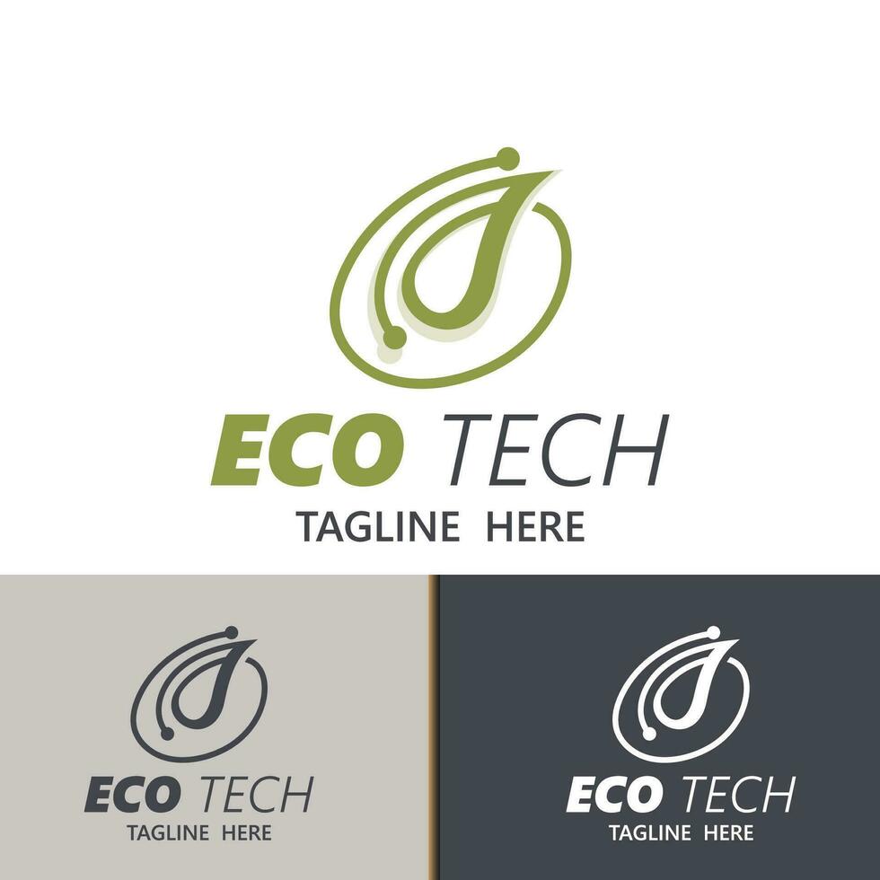 Eco technology business vector design modern. Nature technology logo with leaf and circuit tech minimalist vector illustration