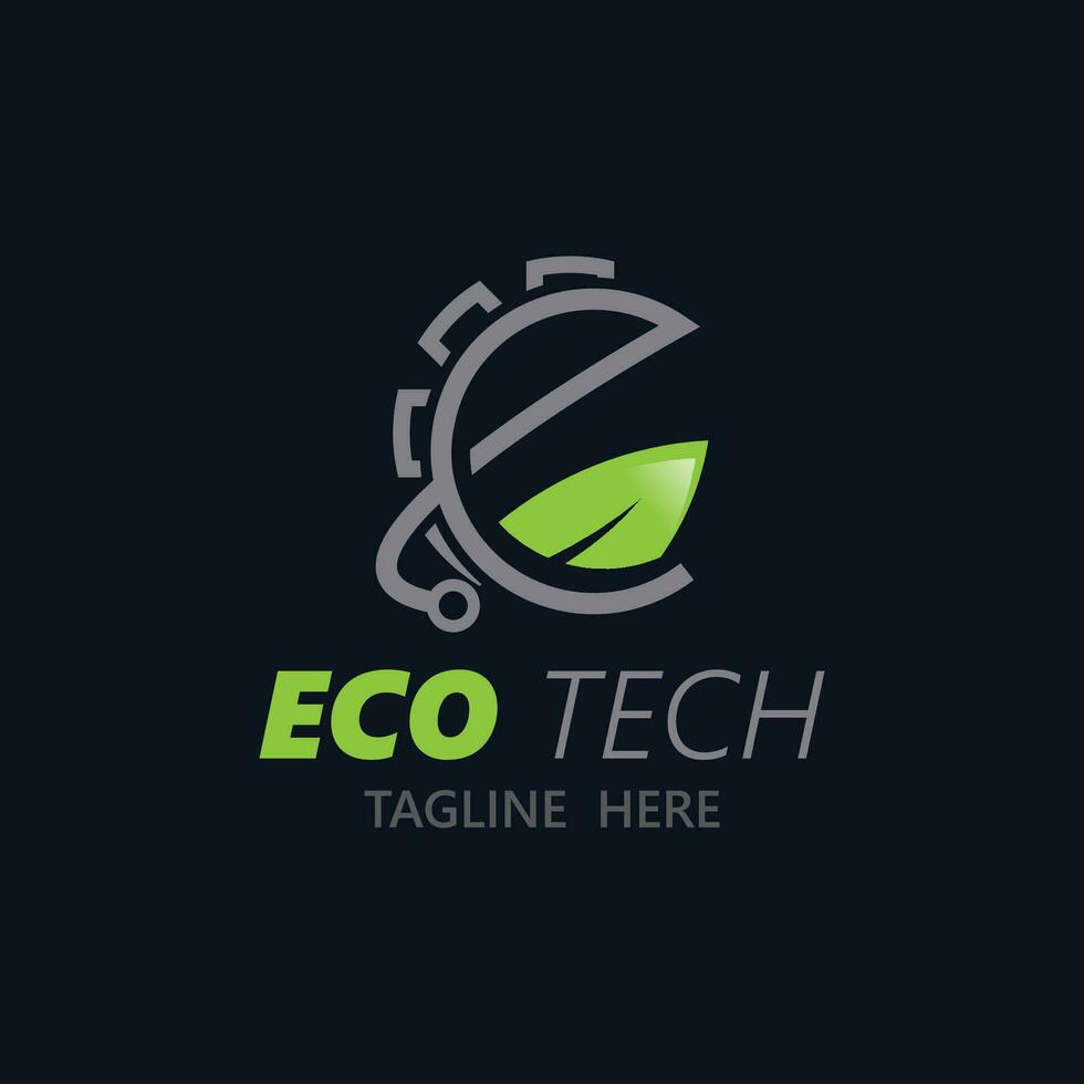 Eco technology business vector design modern. Nature technology logo with leaf and circuit tech minimalist vector illustration