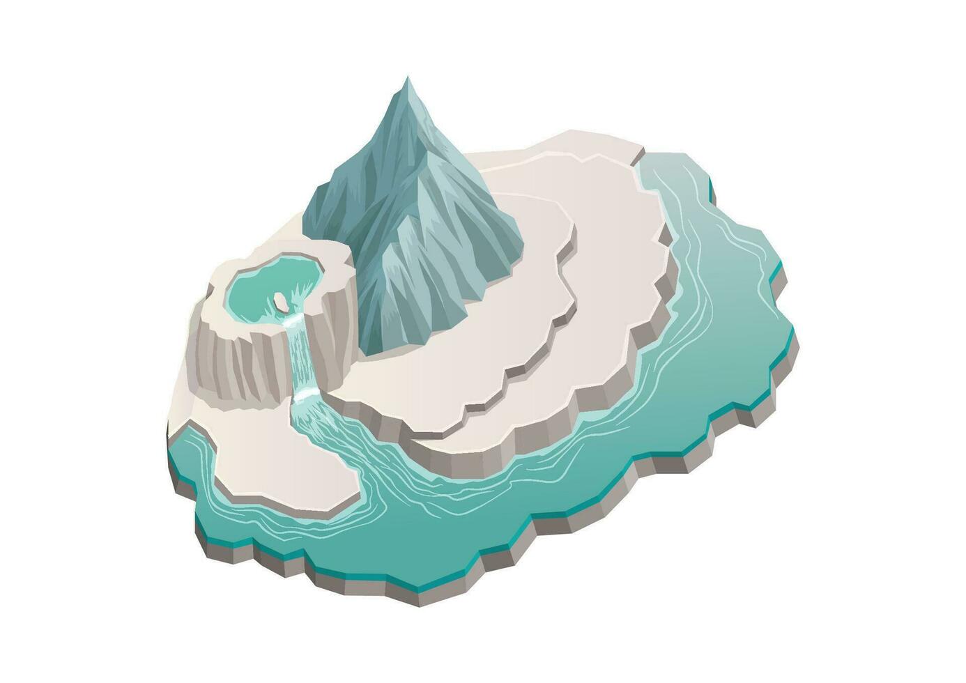 isometric mountain island vector