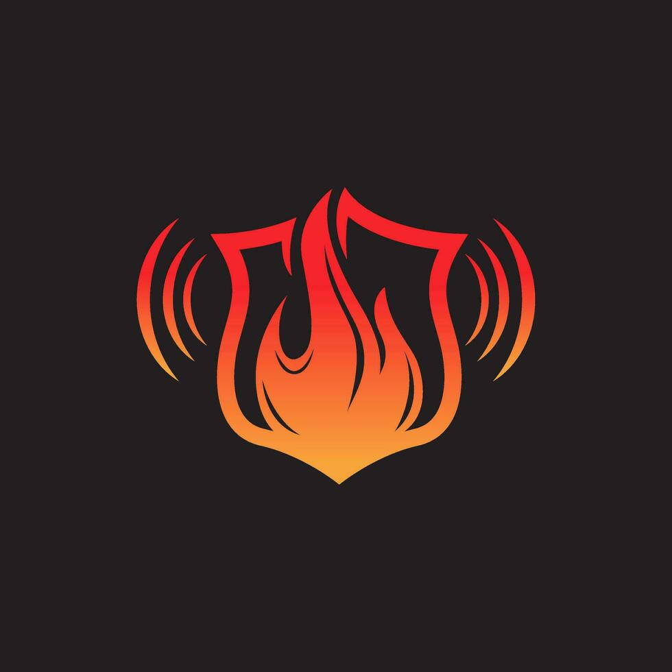 Fire shield logo symbol or icon template,Fire safety, Fire extinguishing system. vector