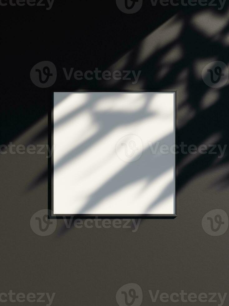 Frame mockup with copy space for artwork or photo hanging on the black wall