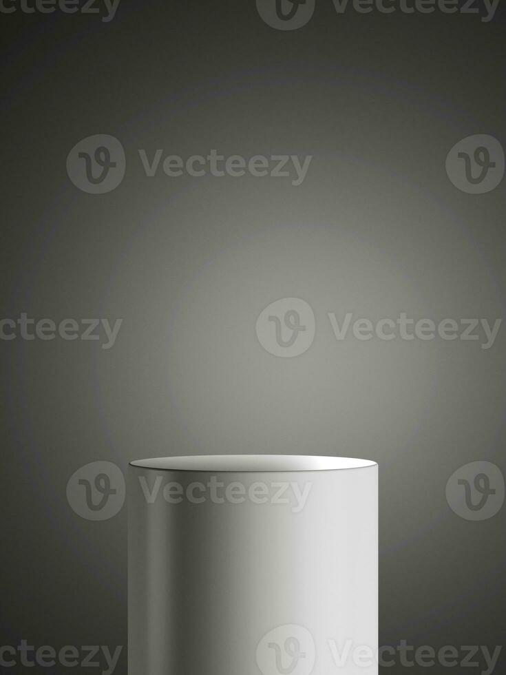 Simple blank minimal black metal background with product display platform. Empty studio with circle podium pedestal on a gradient gray backdrop. 3D rendering photo