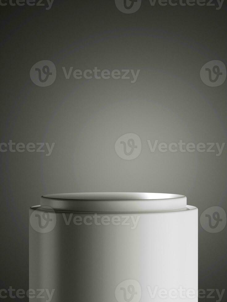 Simple blank minimal black metal background with product display platform. Empty studio with circle podium pedestal on a gradient gray backdrop. 3D rendering photo