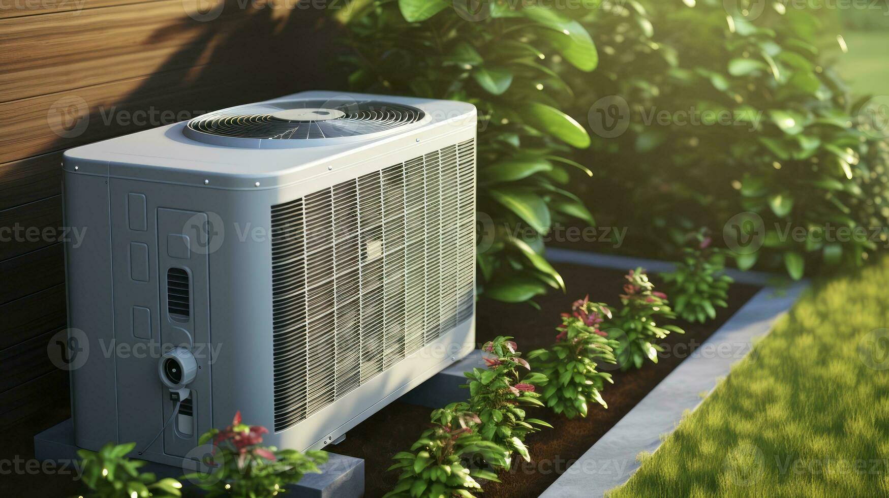 Air Conditioning Blower Units In The Garden. Generative AI photo