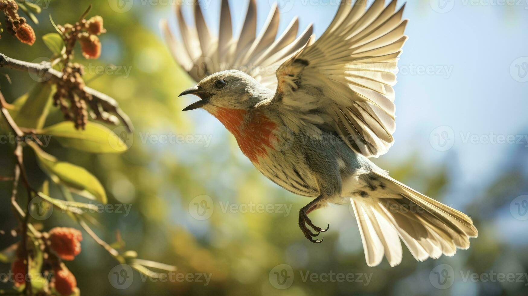 Captivating birdwatching shots, showcasing flying feathers and birds foraging for food. Generative AI photo