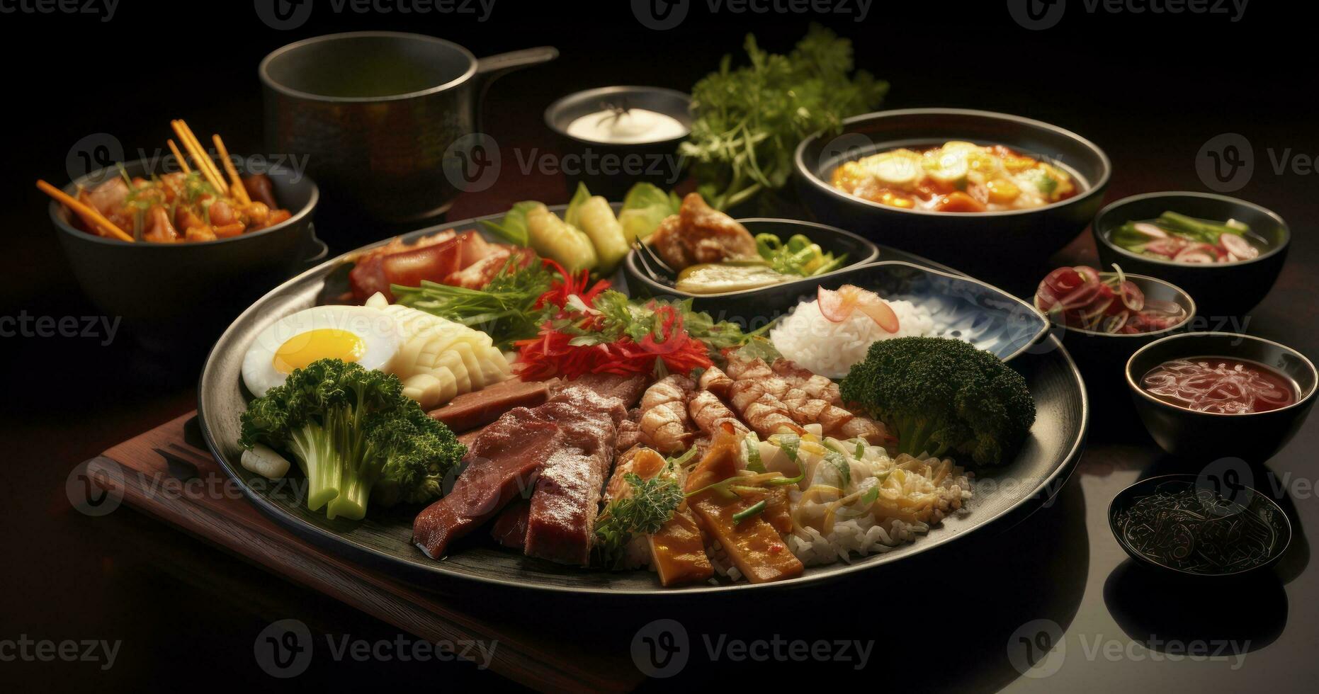 Authentic Asian cuisine, featuring flavorful bites and regional delicacies. Generative AI photo