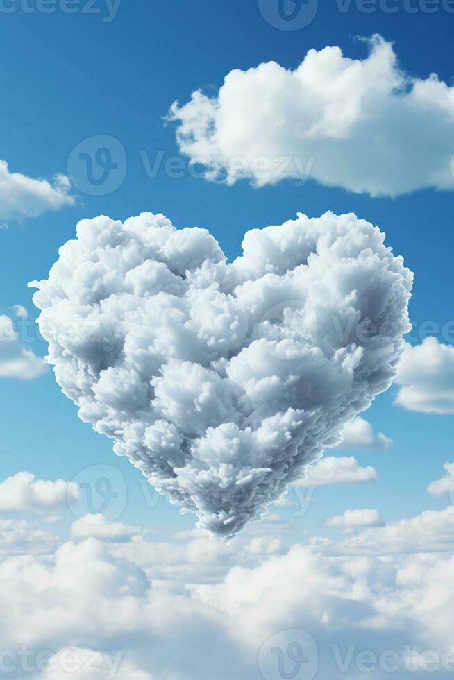 ai generado corazón conformado nubes Valentins concepto foto