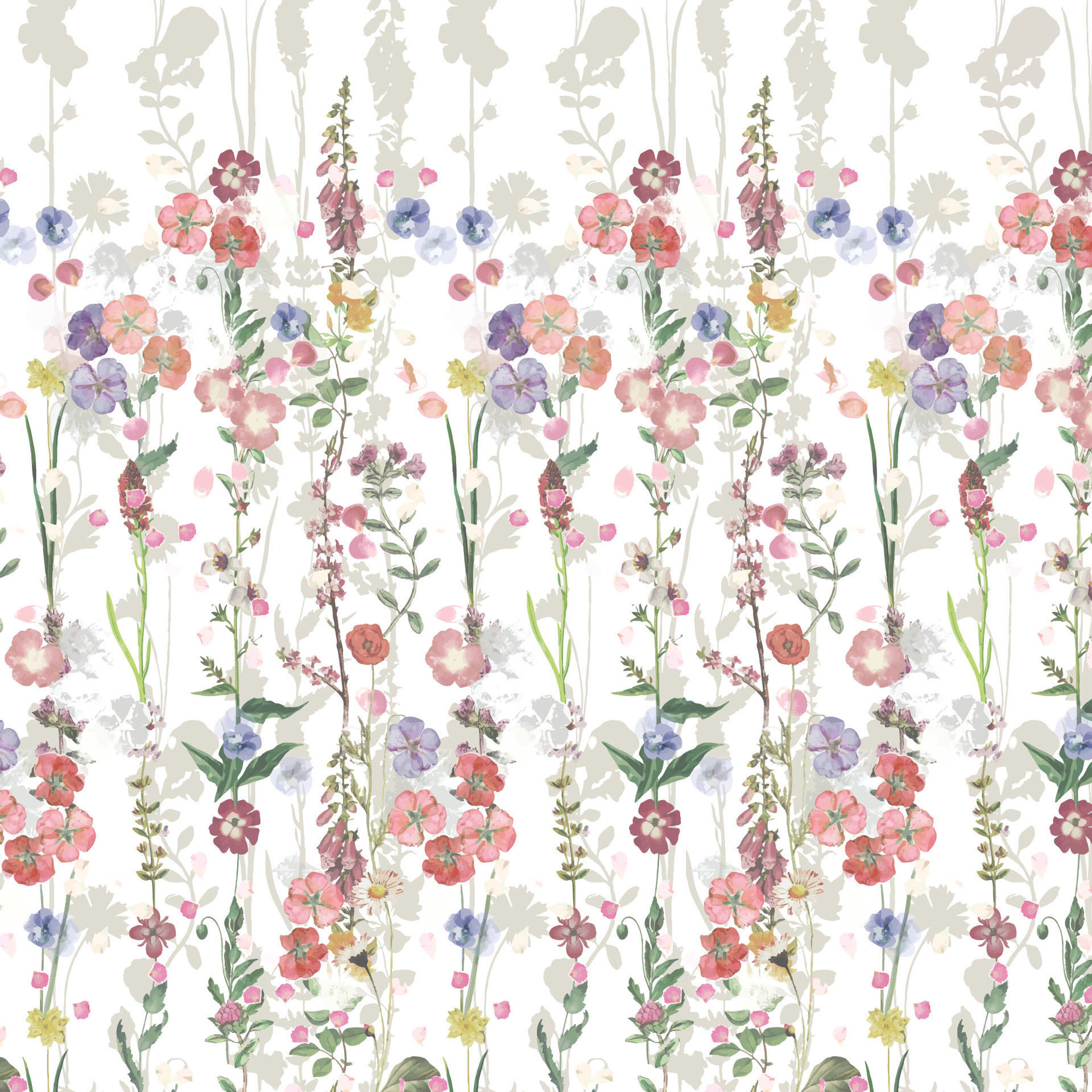 Seamless watercolor floral design with light background for textile ...