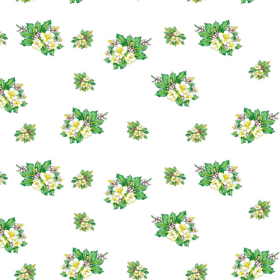 Seamless watercolor floral design with light background for textile prints. vector