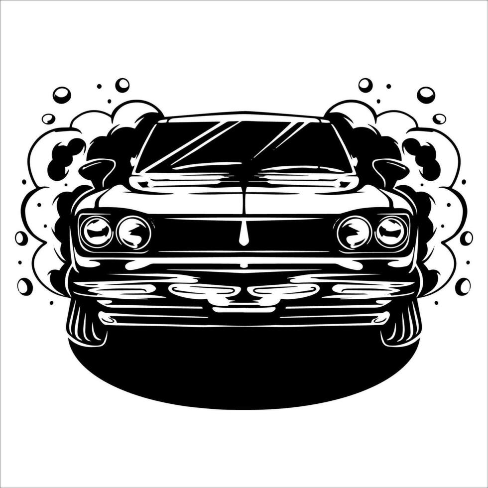 striking and cool hand drawn illustration of a car being washed for logos, clothing businesses, and t-shirt or sticker prints, backgrounds, and clothing collection designs. vector