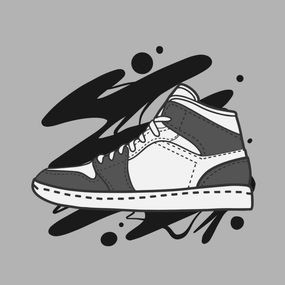 illustration of cool shoes with splashed and melted accents for logos, clothing businesses, and t-shirt or sticker prints, backgrounds, and clothing collection designs vector