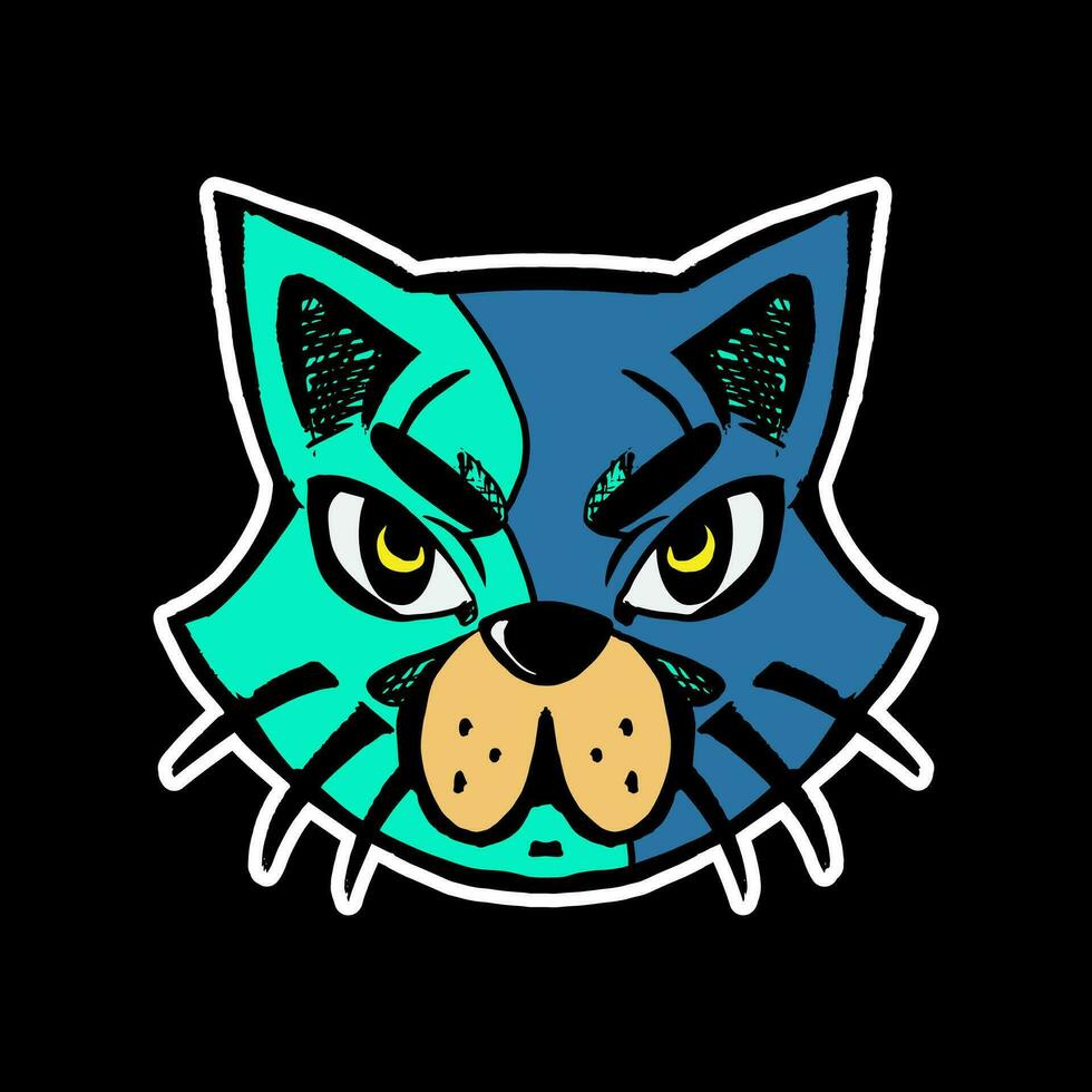 hand drawn cat illustration in a striking and cool style for logos, clothing businesses, and t-shirt prints or stickers, backgrounds, and clothing collection designs vector