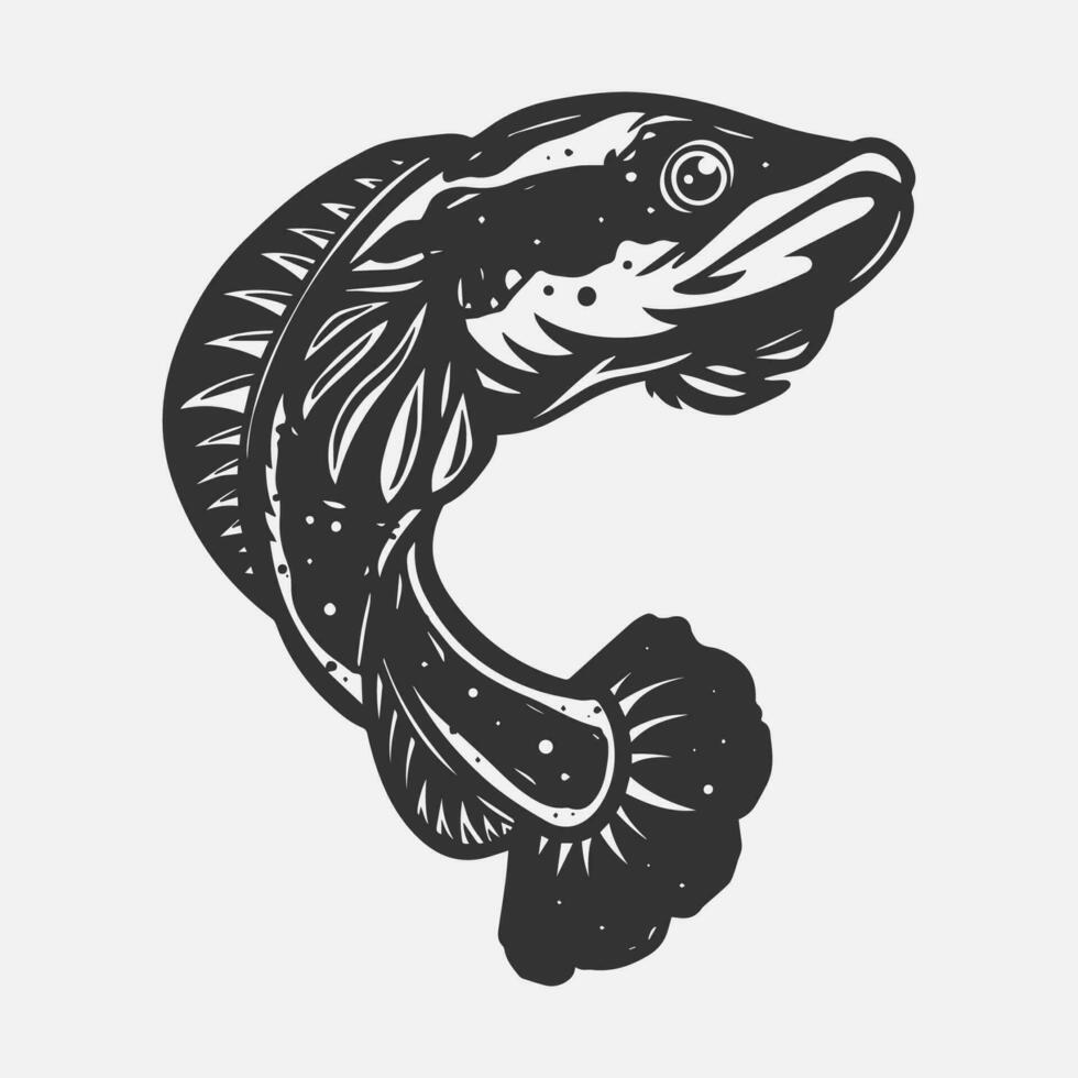 snakehead or channa fish illustration for logos, clothing businesses, and t-shirt or sticker prints, backgrounds, and clothing collection designs. vector