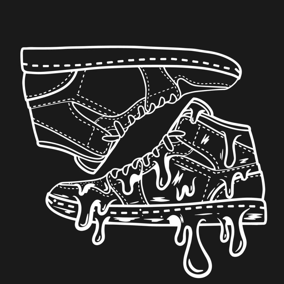 ilustración de frio Zapatos con salpicado y Derretido acentos para logotipos, ropa negocios, y camiseta o pegatina huellas dactilares, antecedentes, y ropa colección diseños vector