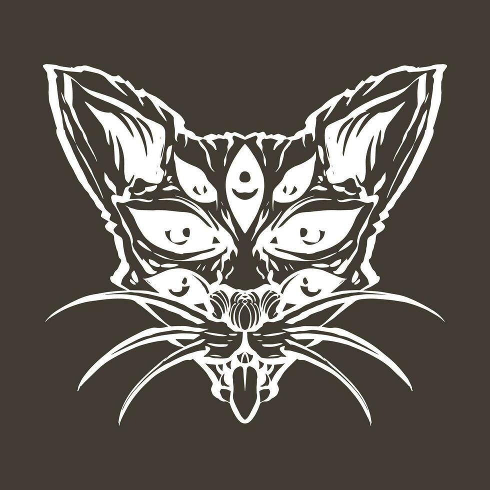 hand drawn cat illustration in a striking and cool style for logos, clothing businesses, and t-shirt prints or stickers, backgrounds, and clothing collection designs vector