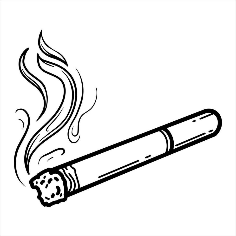 illustration of one cigarette hand drawn in a striking and cool style for logos, clothing businesses, and t-shirt or sticker prints, backgrounds, and clothing collection designs vector