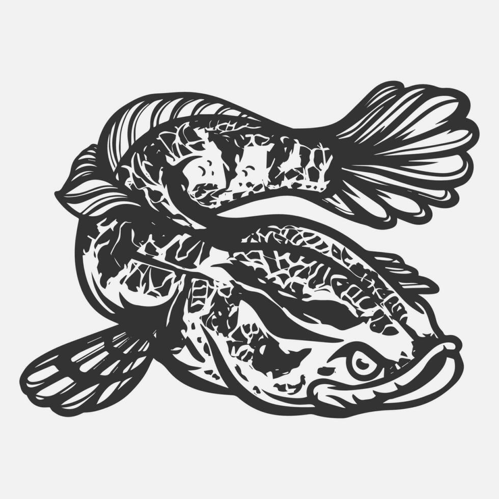 channa fish vector illustration for hobby business brand logo and t-shirt design