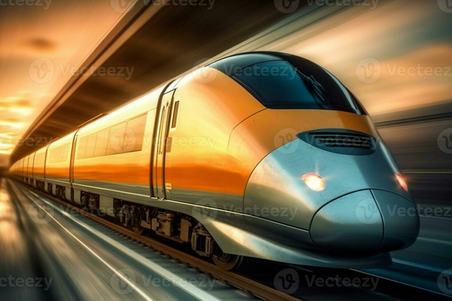 High-speed train on the background of a futuristic city 27928534