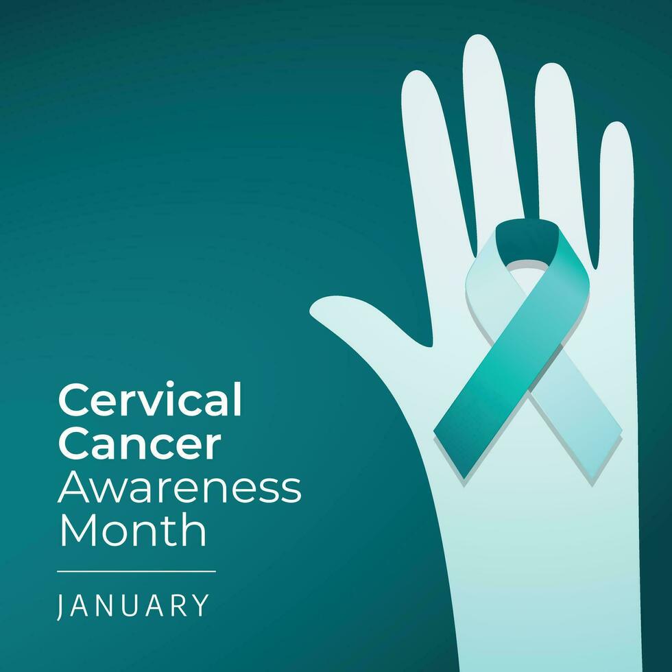 Cervical Health Awareness Month design template good for celebration usage. teal ribbon for template. ribbon vector design. cervical awareness design.