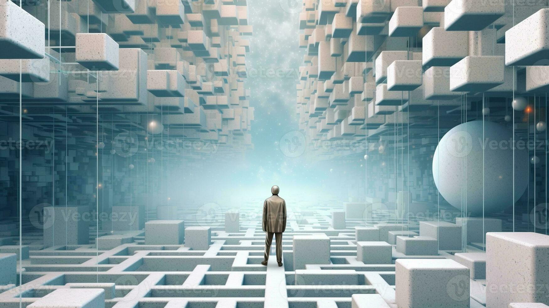 AI generated path to enlightenment, digital art illustration, Generative AI photo