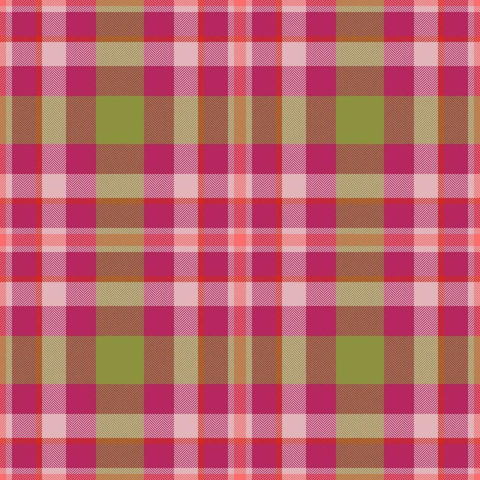 Plaid seamless pattern in red. Check fabric texture. Vector textile print.