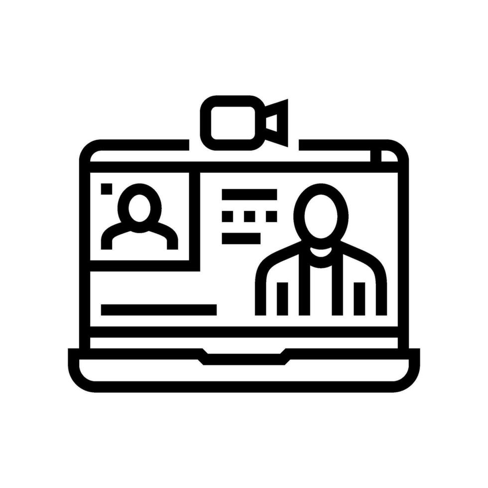 webinar session online learning platform line icon vector illustration