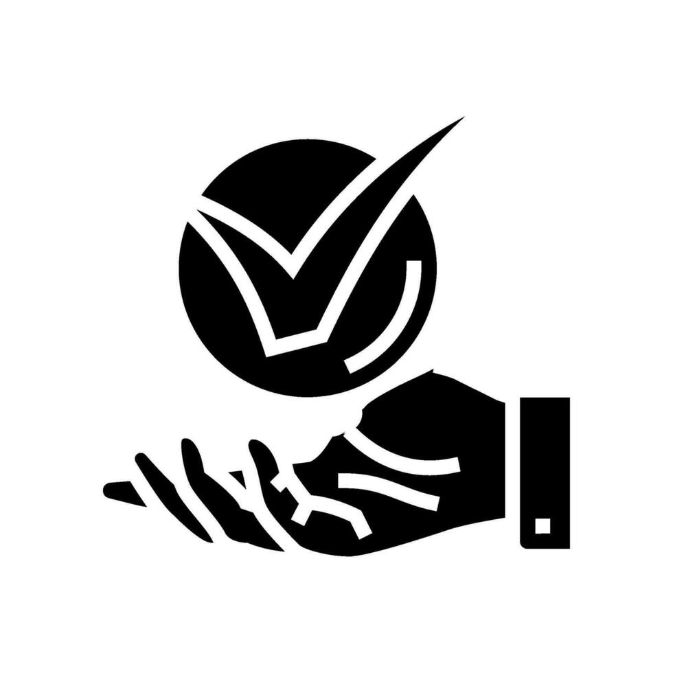 hand check mark glyph icon vector illustration