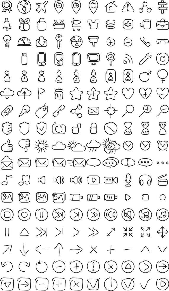 collection of vector icons hand-drawn effect