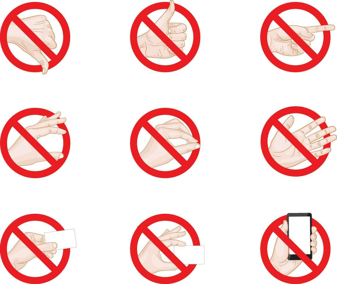 Forbidding Signs business hand gestures icons vector