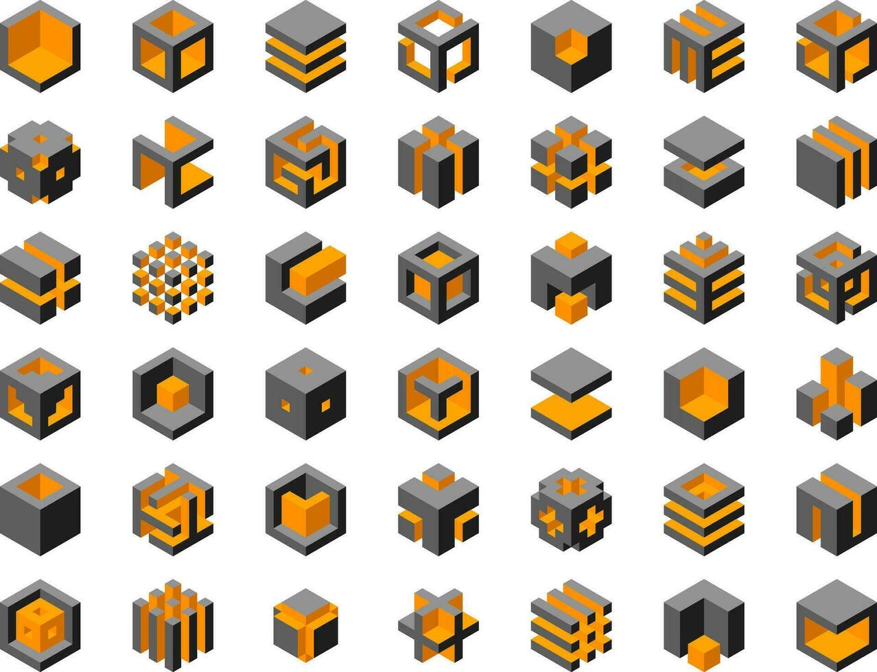 Cube logo vector design.  Cubes 3d set template graphic elements.