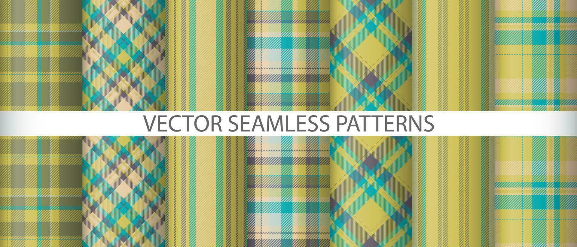 Set vector tartan check. Textile seamless background. Texture fabric plaid pattern.