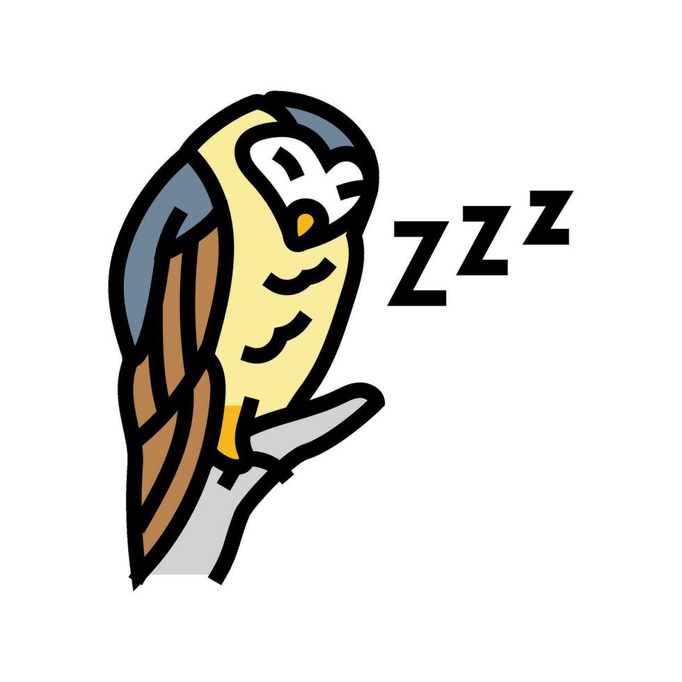 soñoliento búho dormir noche color icono vector ilustración