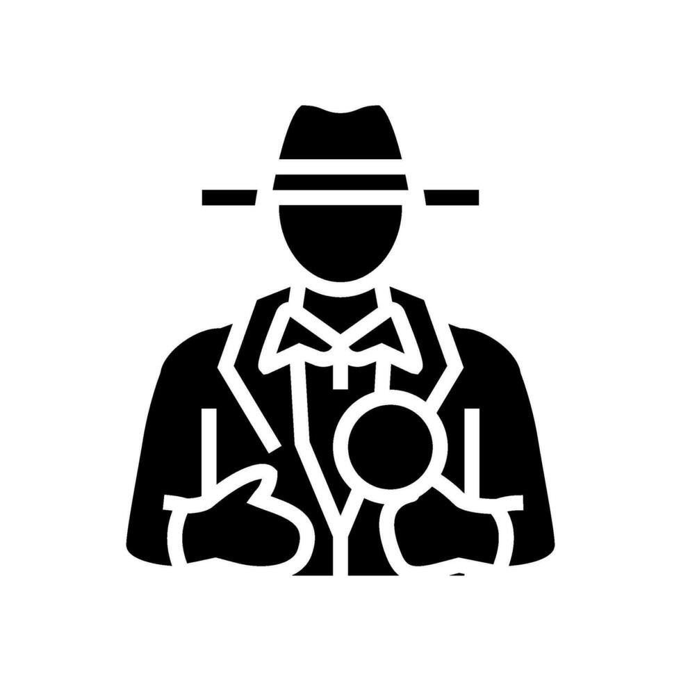 detective search magnifying glass glyph icon vector illustration