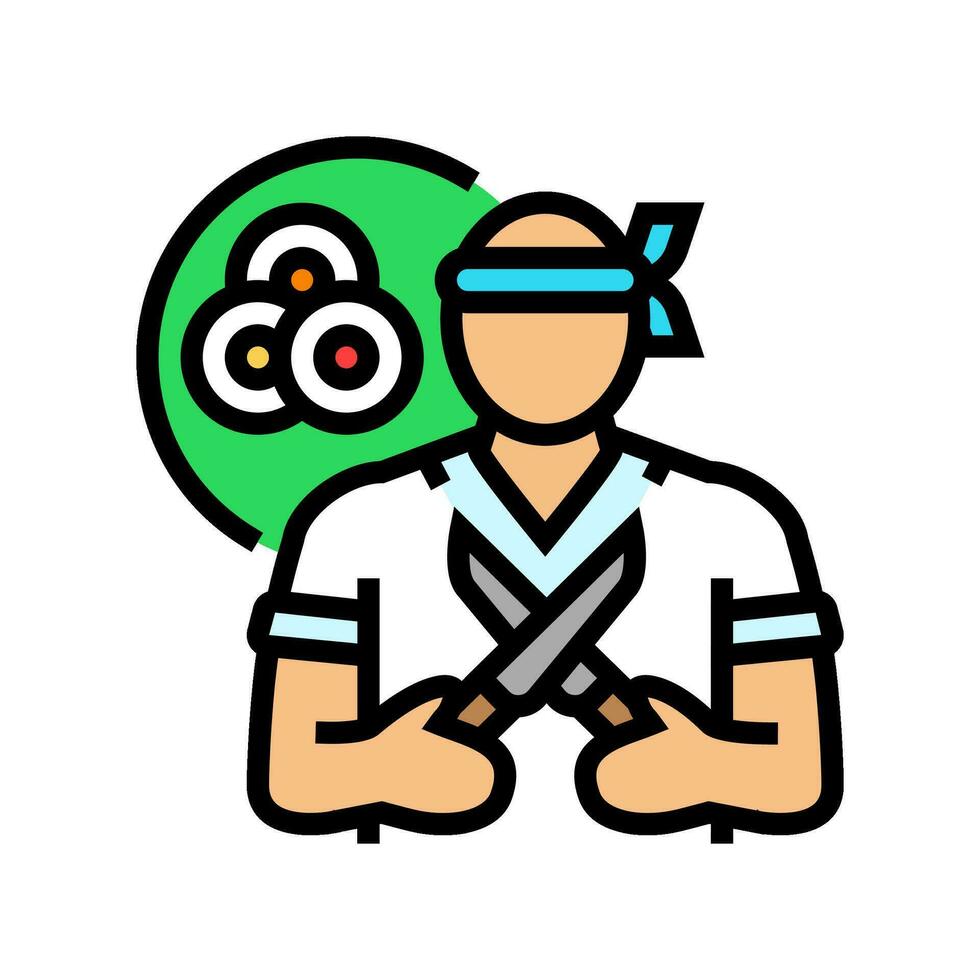 sushi chef restaurant color icon vector illustration