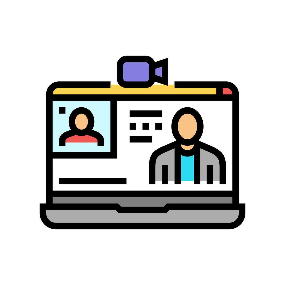 webinar session online learning platform color icon vector illustration