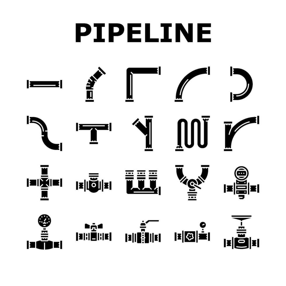 pipeline oil industry gas pipe icons set vector