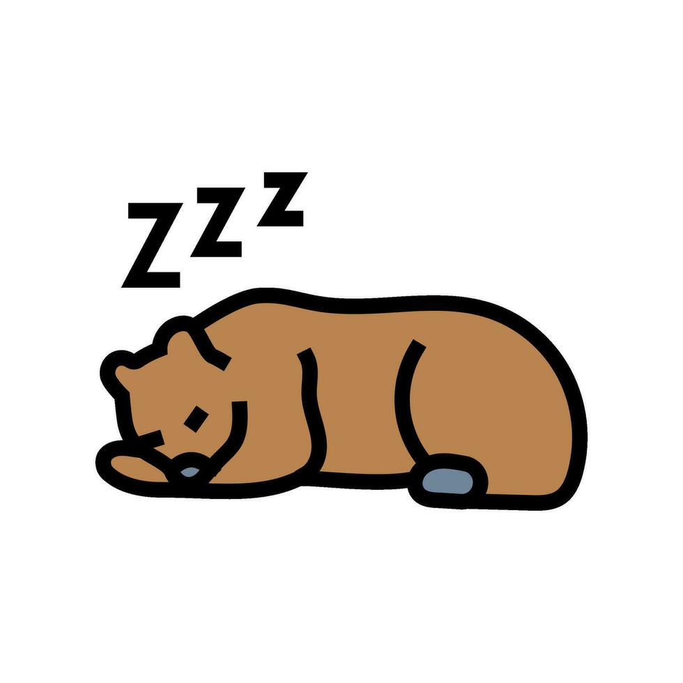 sleeping bear sleep night color icon vector illustration