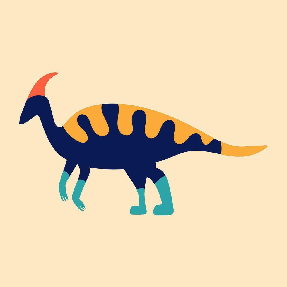 Multicolored silhouette of a dinosaur. Flat, bright, simple style. Design element for posters, prints for clothing, banners, covers, websites, social networks, logo vector