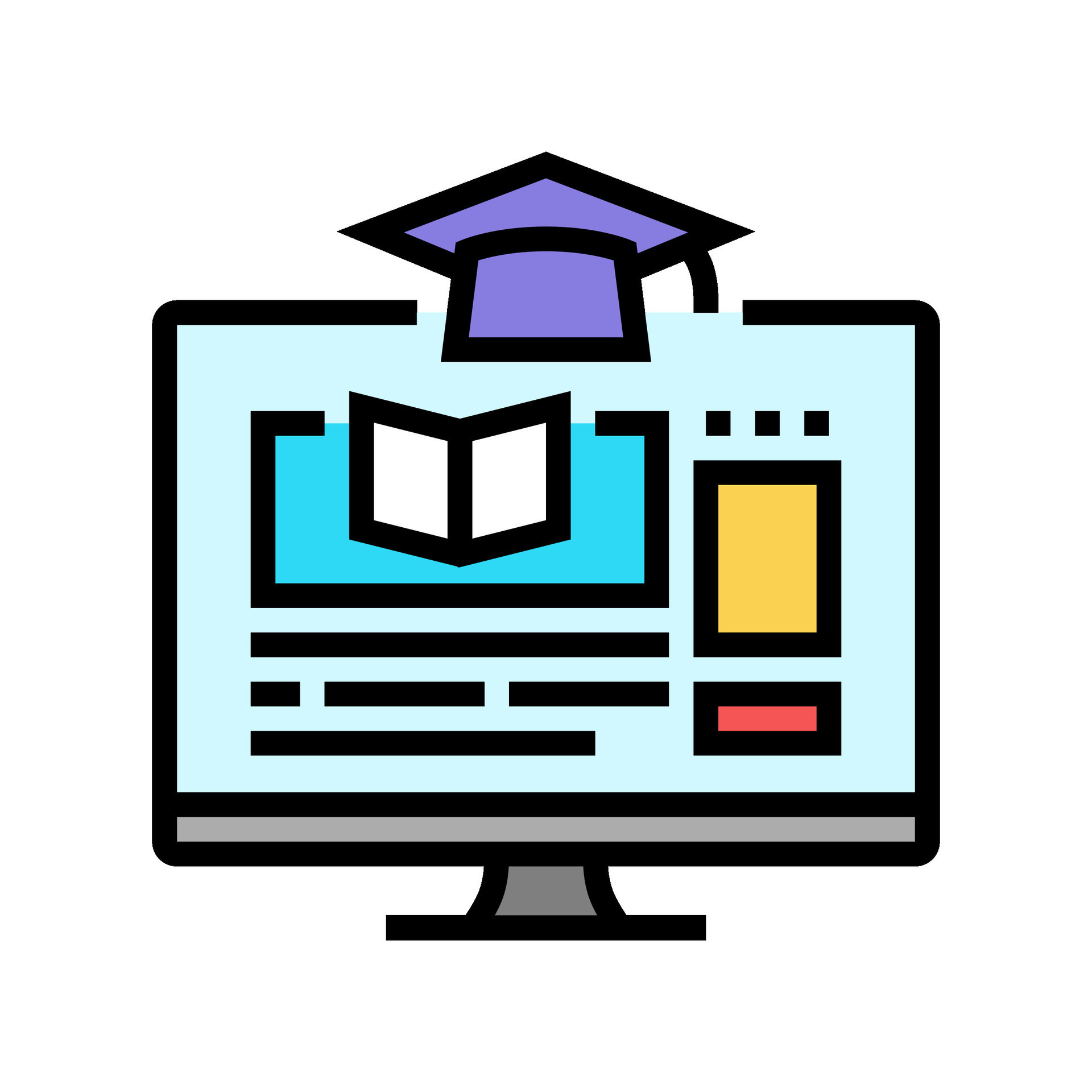 e learning courses online learning platform color icon vector