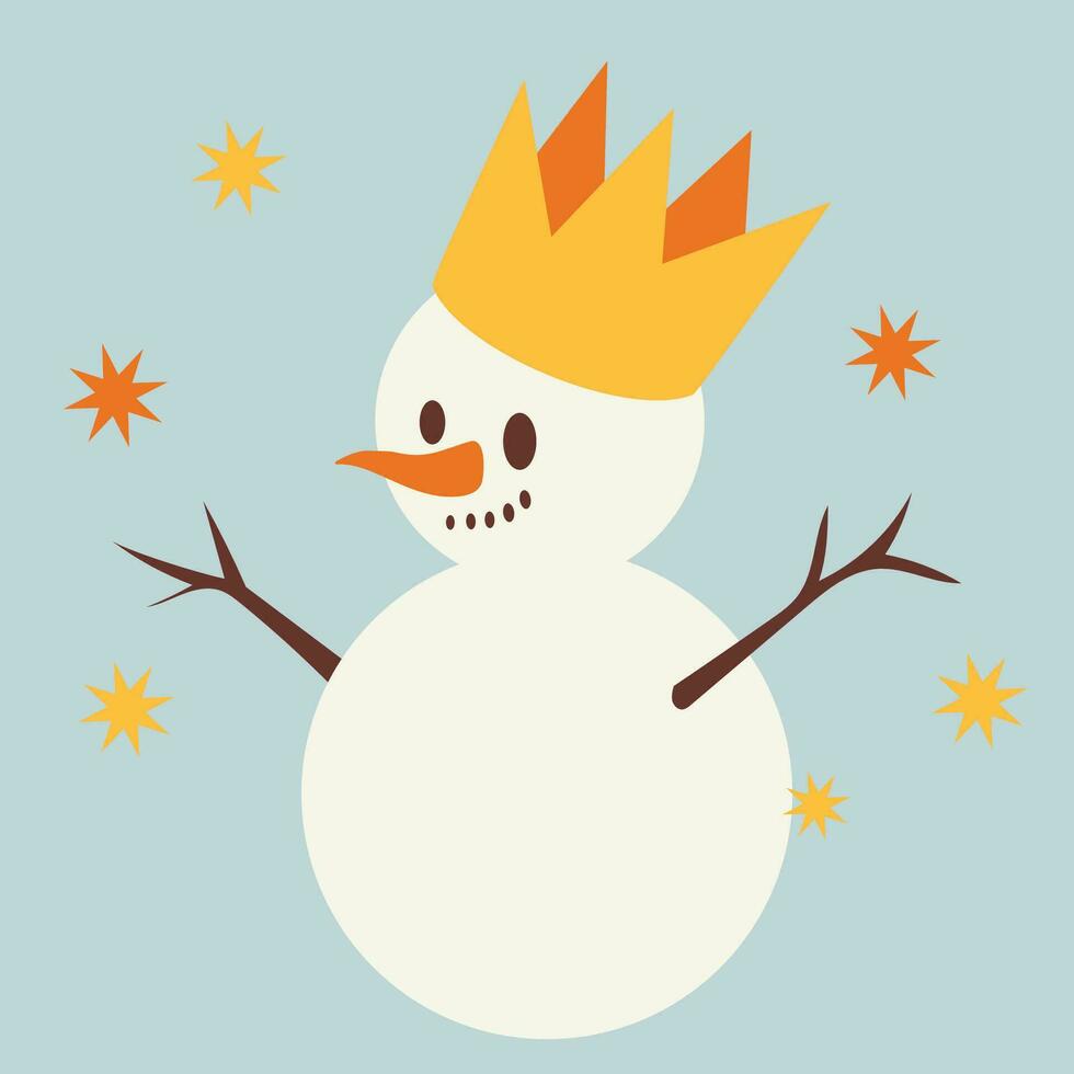 Cute snowman. Vector illustration in flat, simple style. Design element for posters, prints for clothing, banners, covers, websites, social networks, logo, postcard