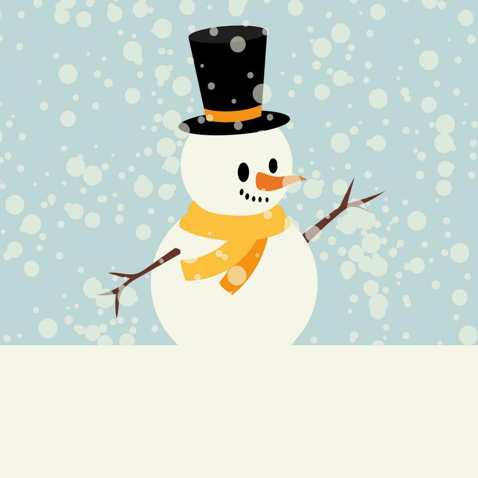 Cute snowman. Vector illustration in flat, simple style. Design element for posters, prints for clothing, banners, covers, websites, social networks, logo, postcard