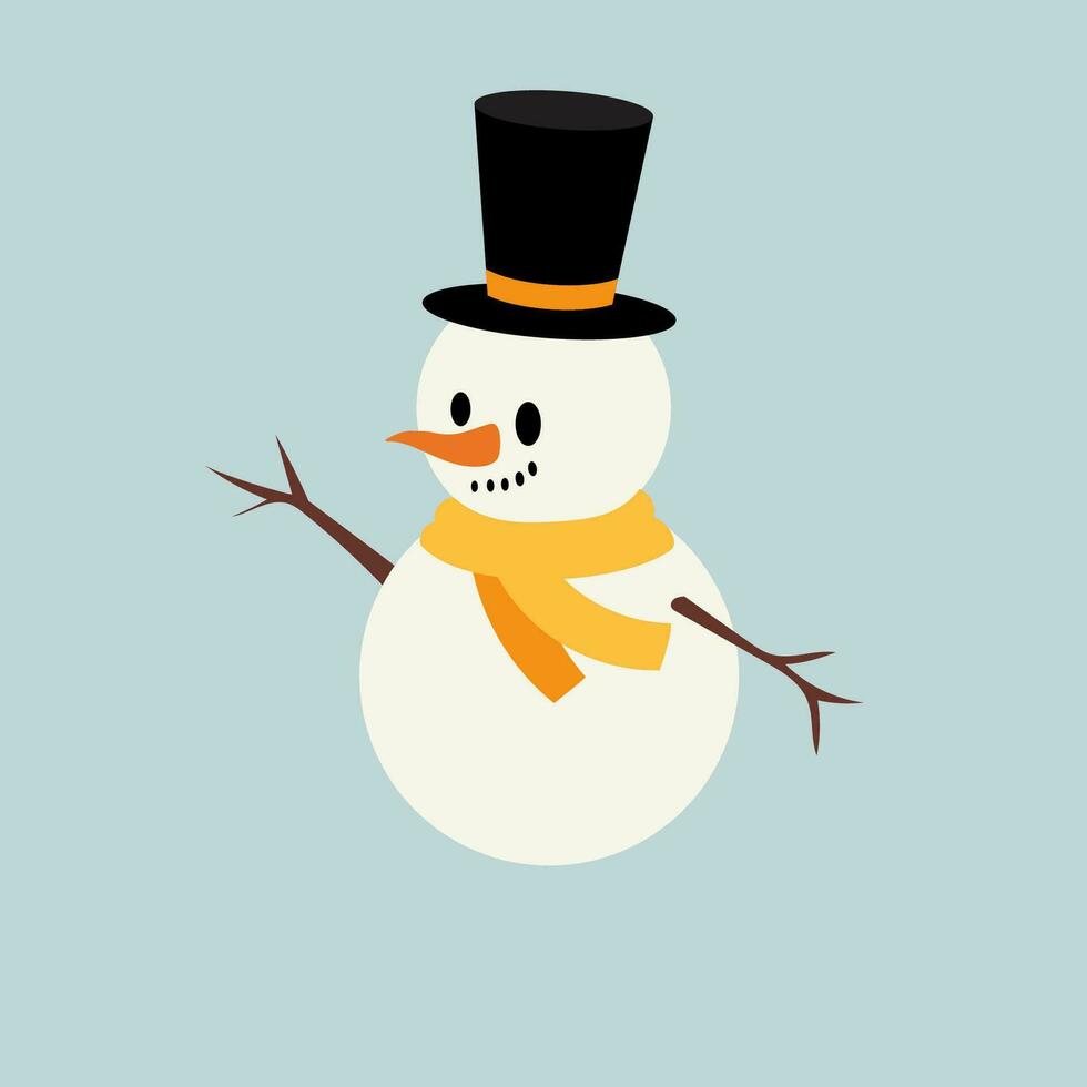 Cute snowman. Vector illustration in flat, simple style. Design element for posters, prints for clothing, banners, covers, websites, social networks, logo, postcard