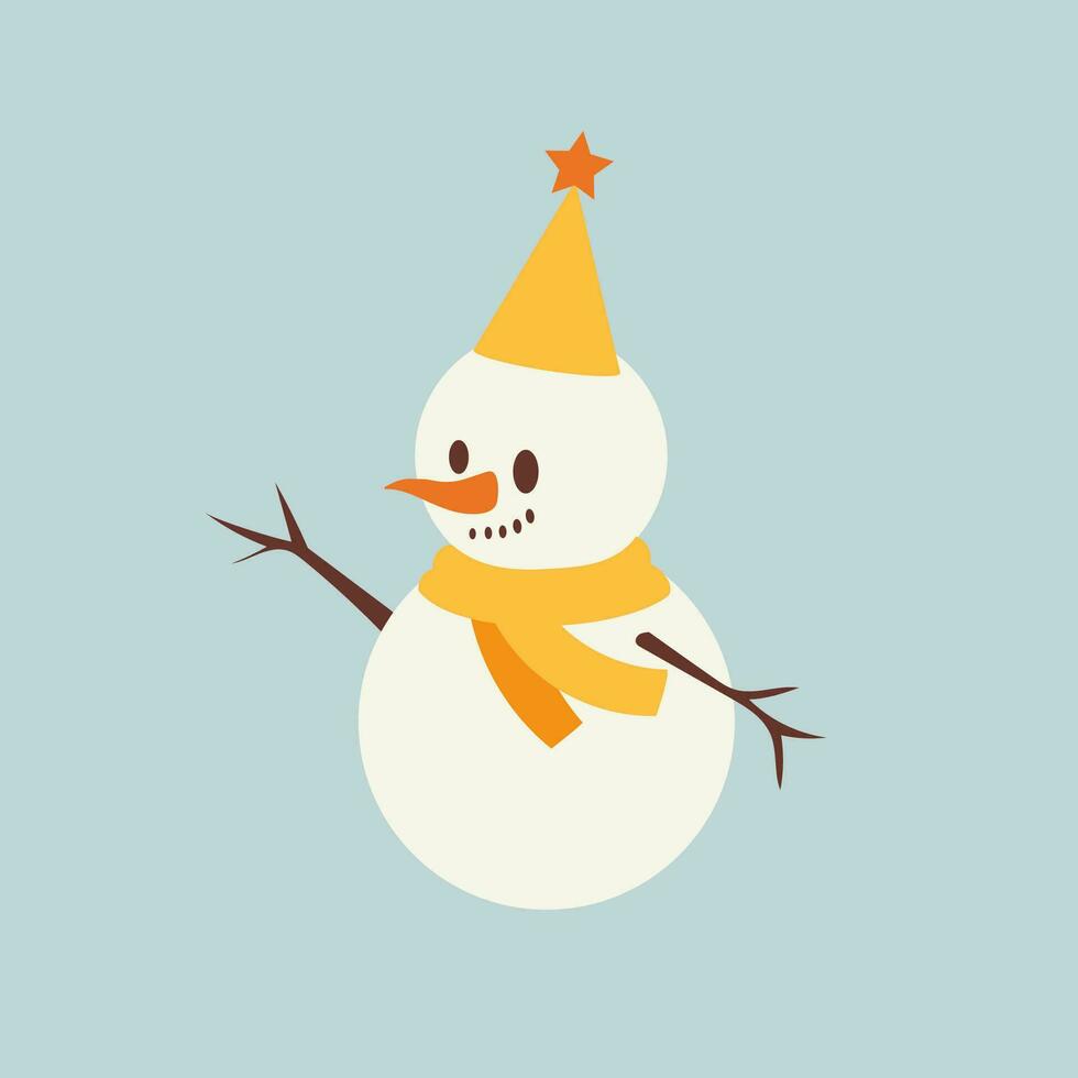 Cute snowman. Vector illustration in flat, simple style. Design element for posters, prints for clothing, banners, covers, websites, social networks, logo, postcard